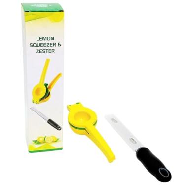 Imagem de Conjunto de 2 peças de espremedor de limão e ralador de ralador, espremedor de frutas cítricas, prensa manual, fácil de usar, ideal para ralador de queijo parmesão, raspador de limão e gengibre