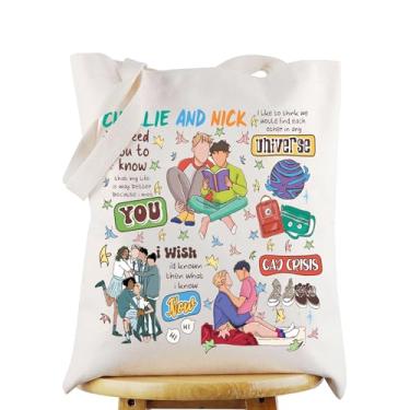 Imagem de WZMPA Sacola Nick And Charlie para fãs de Nick & Charlie Presente Hi Leaves Bolsa de compras de mercearia Nick & Charlie Mercadoria do programa de TV, Nick & Charlie Tg, Large