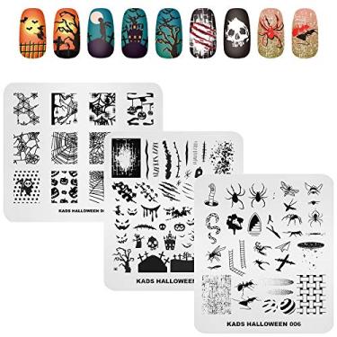 Imagem de KADS Conjunto de 20 peças de placas de carimbo de unhas, placas de estampagem de arte para unhas folhas flores animal placa de unha modelo placa de imagem (Halloween 2)