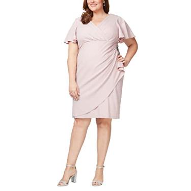 Imagem de S.L. Fashions Vestido feminino de malha metálica plus size com mangas esvoaçantes, Blush Plus, 52