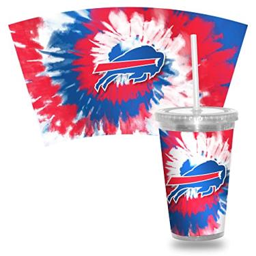 Imagem de Rico Industries Copo transparente NFL Buffalo Bills Metallic Tye Dye NFL Football Team 473 ml com canudo