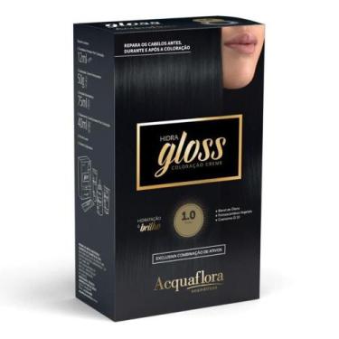 Imagem de Coloração Creme Acquaflora Kit Hidra Gloss 1.0 Preto