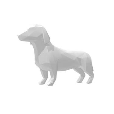 Imagem de Salsicha Cachorro Geométrico Decoração 3D 10 cm - BR 3D, Branco