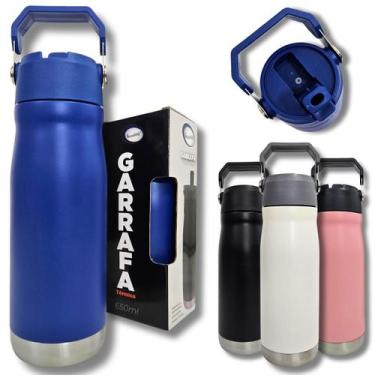 Imagem de Garrafa Térmica Aço Inox Canudo 650ml Academia Esporte Lazer - INTER P
