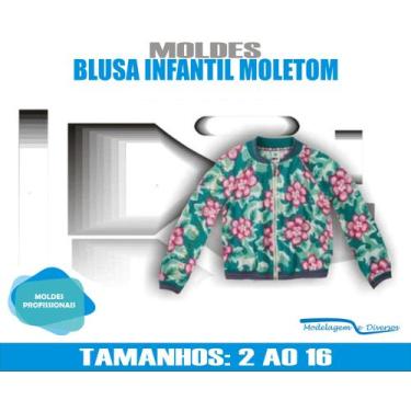 Imagem de Molde Blusa Infantil Moletom, Modelagem&Diversos, Tamanhos 2 a 16 anos