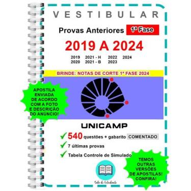 Imagem de Unicamp 1ª Fase Provas 2019 a 2024 Gabarito Comentado - Sala Do Estuda