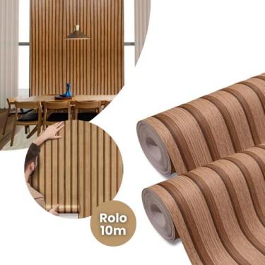Imagem de Papel De Parede Madeira Adesivo Ripado, Mármore 10 metros 3d Lavável  