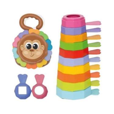 Imagem de Brinquedo Infantil Empilhar Educativo Baby Macaco - MercoToys, Colorid