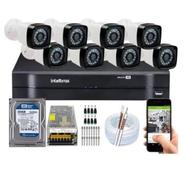Imagem de Kit Cftv 8 Cameras Full Hd 1080p 2mp  Segurança Dvr Mhdx Intelbras C/H