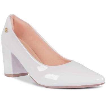 Imagem de Sapato Scarpin Feminino Salto Alto Verniz  Bico Fino - Takata, Branco,