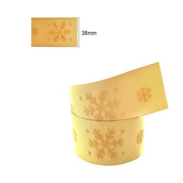 Imagem de Fita Gorgurão 38 mm Flor de Natal Estampa de Veludo Cor 002 10 mt Fita