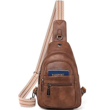Imagem de Leresas Bolsa transversal transversal para mulheres e homens, pochete antirroubo, bolsa de cinto, presente para mulheres, couro sintético, 7l-m-marrom, 7L