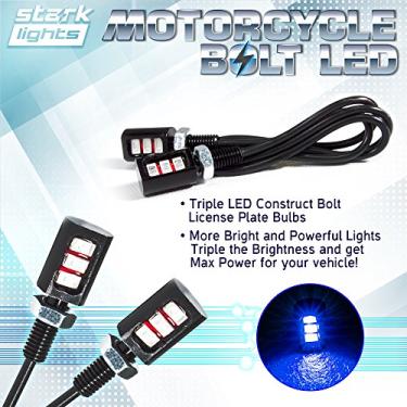 Imagem de Parafuso de LED para carro/motocicleta - SMD de fileira tripla - Luz LED de placa de licença de alta potência - Azul 10000K