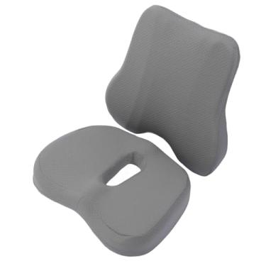 Imagem de Almofada Traseira para Cadeira de Espuma Viscoelástica, Almofada de Assento e Conjunto de Travesseiro de Suporte Lombar para Escritório, Casa, Jogos, Carro e Viagens Longas,