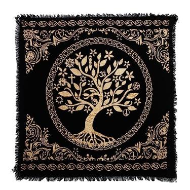 Imagem de Árvore da vida celta Wicca Pagan Quadrado 45,72 cm Preto Ouro Alter Cloth (Linha da Vida)