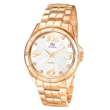 Imagem de Relógio Feminino Ana Hickmann Dourado Analógico Aço Inox Cristais AH28606H