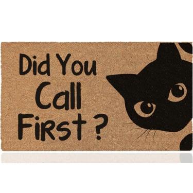 Imagem de naniyihao Did You Call First Tapetes de porta ao ar livre para porta da frente e fora capachos engraçados Merry Christmas capachos para entrada tapete de porta interior 76,2 cm x 43,2 cm tapetes de