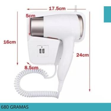 Imagem de Secador 110V de Parede Branco Compacto para Hotéis com Função Quente e