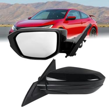Imagem de Espelho lateral do motorista compatível com Honda Civic 2016-2021 vidro dobrável manual de ajuste de potência não aquecido 3 pinos retrovisor retrovisor