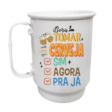 Imagem de Caneca Alumínio 500ml Bora tomar uma cerveja sim, agora - LARANJA E MI