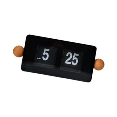 Imagem de IEUDNS Relógio automático Página automática Turnando o relógio decoração de casa Ornamento de desktop Display de grande número para o hotel de armário de TV, Preto