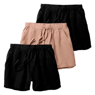 Imagem de Kit 3 Shorts Linho Premium Bermuda Masculina Moda Praia Luxo - RELAXAD