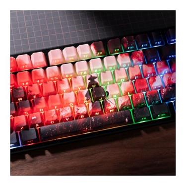 Imagem de GMKWTL XVX Swordsman Double Shot PBT Teclas PBT, conjunto de teclas vermelhas com brilho impresso lateral, teclas de sublimação de tinta de perfil cereja adequadas para interruptores Cherry Gateron MX