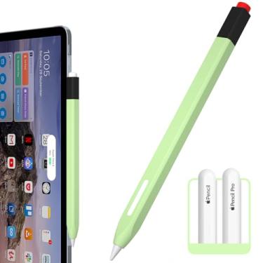 Imagem de AZF Estojo compatível com Apple Pencil 2ª geração, capa de caneta de duas cores combinando, conforto de silicone, compatível com carregamento magnético e clique duplo (Matcha)