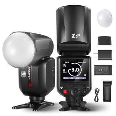 Imagem de NEEWER Z2-C 2,4 G TTL Cabeça Redonda Flash Speedlite para Canon, 76Ws Speedlight com Difusor Dome, Interface Atualizada, Chave de Alternância TTL/M TCM, 2 Lâmpadas Modeladoras 1/8000s HSS 7,4V/2600mAh