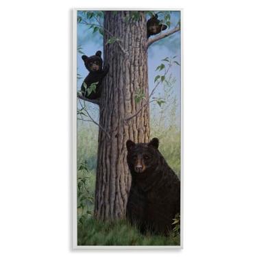 Imagem de Stupell Industries Mama Bear & Cubs Design de parede giclée emoldurado branco por Valerie Rogers, 33 x 30