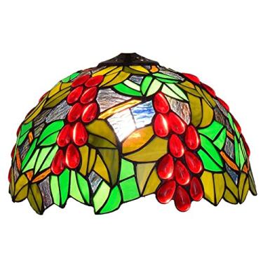 Imagem de Tiffany Sombra de substituição de abajur de uva, abajures de vitral de 30,5 x 17,8 cm com tampa, acessórios de cobertura de lâmpada pastoral retrô aptos para luminária de mesa luminária pendente de
