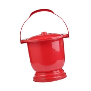 Imagem de Zialofi Espotão de maconha de urinol com tampa, balde de caçamba de caçamba noturna doméstica, balde de urinol, cama portátil para feminino, Vermelho