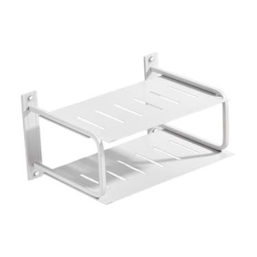 Imagem de Ｂｅｓｇａ 2 camadas prateleira de projetor para o roteador de parede Acessórios de TV de alumínio, Branco