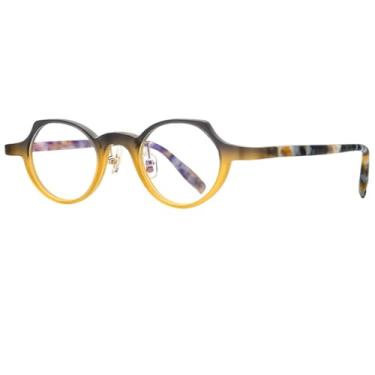 Imagem de Armação de óculos de acetato, masculino, famoso, retrô, redondo, feminino, óculos de grau, pequeno, vintage (9280, cinza fosco)