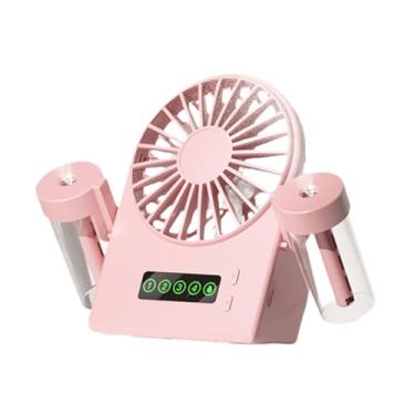 Imagem de FLCPJGV Ventilador de fã de névoa pequeno ventilador de resfriamento de baixo ventilador de tabela de ruído para dormitório para camping interno externo em, Rosa