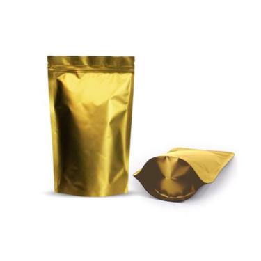 Imagem de Saco Stand Up Pouch Ouro Fecho Zip 14X22 - HAGAPACK