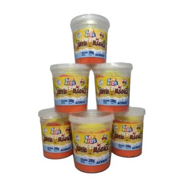 Imagem de Kit 6 Potes Areia Magica Cor Laranja 200g Acrilex Art Kids