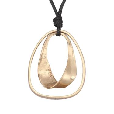 Imagem de JAOYU Colares boêmios para mulheres, colar de couro, pingente de madeira, gargantilha longa, marrom, círculo, boho, joia hippie, One Size, Couro sintético, Sem Pedra Preciosa