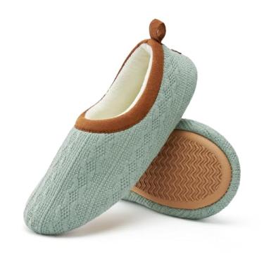 Imagem de Chantomoo Pantufas femininas de sola macia para ambientes internos com espuma viscoelástica, Verde, 9-10