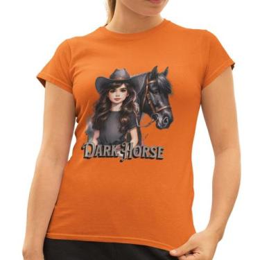 Imagem de Camiseta Feminina GuGi Algodão Premium Estampa Cartoon Cavalo CowGirl 