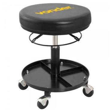 Imagem de Banqueta Giratória Regulável para Mecânico com Bandeja Porta Ferramentas Preta Vonder