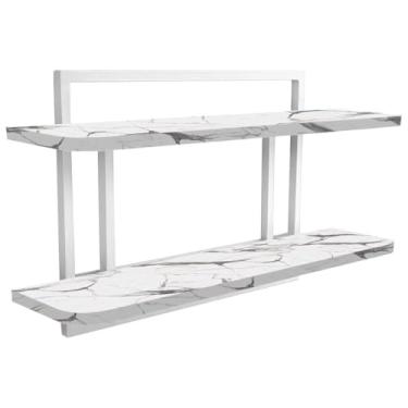 Imagem de Prateleira Decorativa 60x15 Sala Escritório Quarto Zafra - branco/vulcano