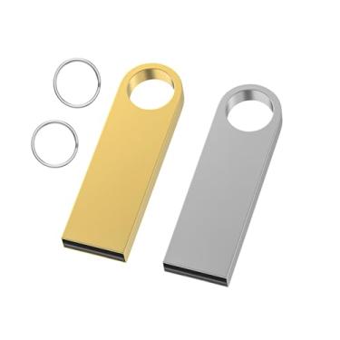 Imagem de Pen Drive USB de 16 GB, pacote com 2 chaveiros, pen drives Wooolken de metal elegante USB 2.0 para PC, laptop, computador