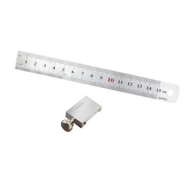 Imagem de Generic Régua de aço inoxidável com de riscador, métrica e polegada, resistente, régua de metal com cursor de localização para marcenaria, Bloco Régua de 15cm