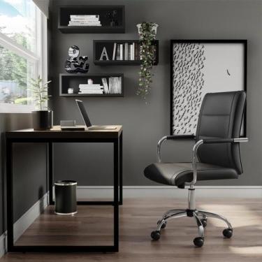 Imagem de Cadeira de Escritório Secretária Giratória Mônaco Preta - Mobly