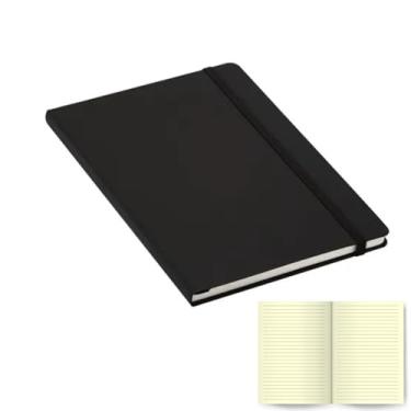 Imagem de Caderneta de Anotações Grande Marrom Caderno Tipo Moleskine14x21cm 80 Folhas Com Pauta Capa Emborrachada A5 Bloco de notas Pautadas (preto)