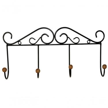 Imagem de Cabideiro Ferro 4 Lugares Preto 60 Cm