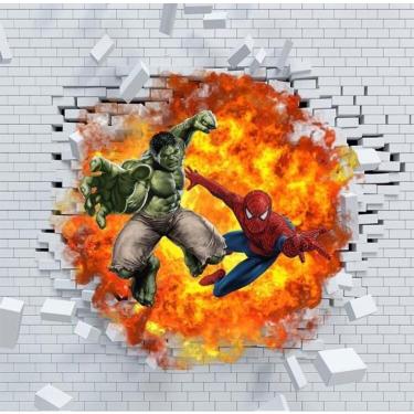 Imagem de Papel De Parede Adesivo Super Heróis Hulk E Aranha
