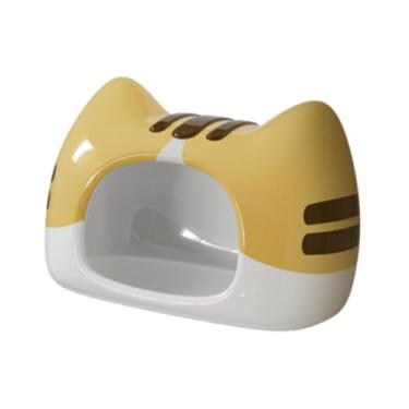 Imagem de Fenteer Hamster Cerâmica Dwarf Cave Caseira de animais de estimação Summer Decorativo Hideaway Pottery Hamster House Hideout Hut para Gerbils Hedgehog, 14cmx9.4cmx9.5cm