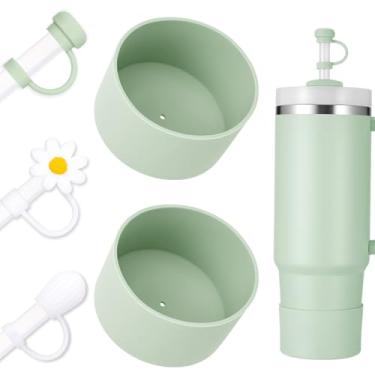 Imagem de DUNLAGUE Conjunto de capa de bota e canudo - 2 peças de bota de silicone, 3 peças de tampa de palha, protetor inferior para Stanley Cup H2.0 850.5 g e 1,134 g, correspondência de cor exata com Stanley